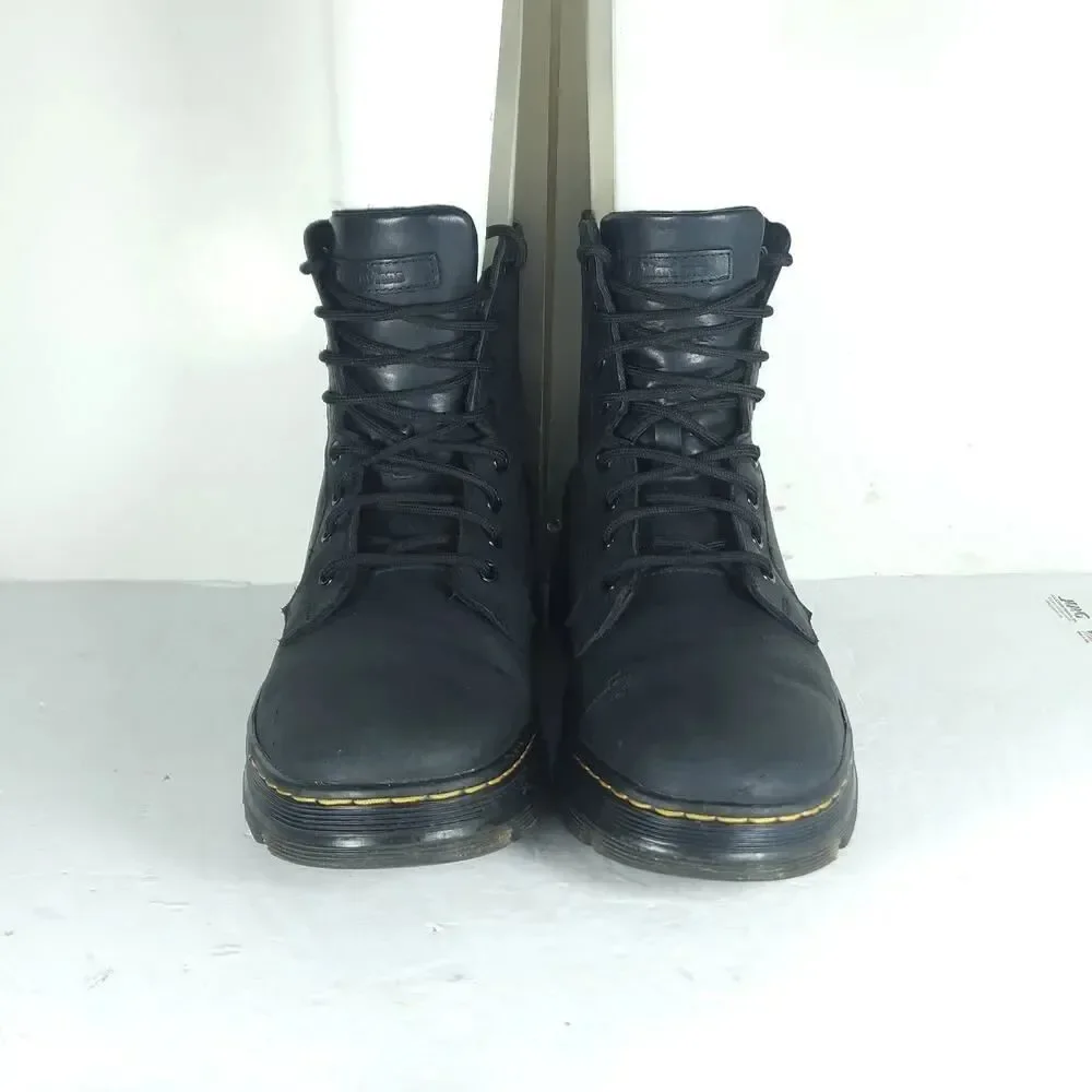 Dr. Martens Combs US M8/L9 Black Leather 8 Eyelets Lace-Up Ankle Combat Boots